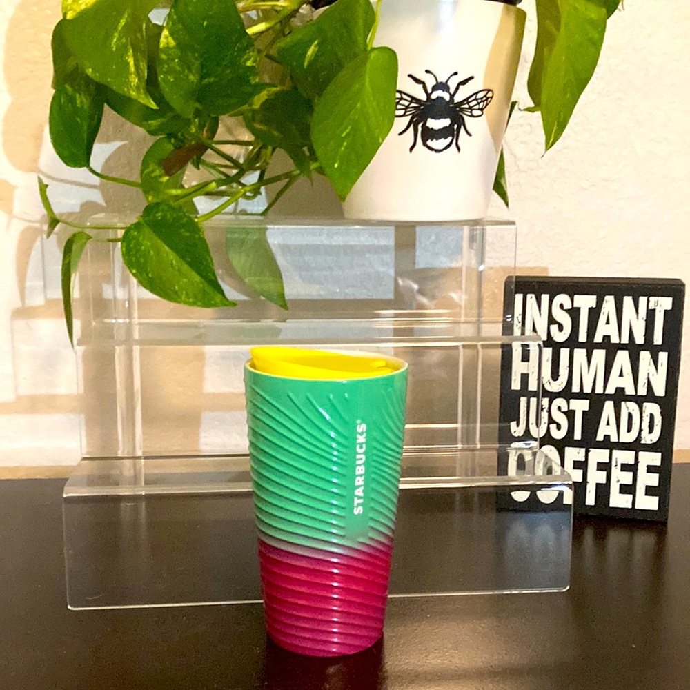 NWT Starbucks neon ceramic mug 12oz